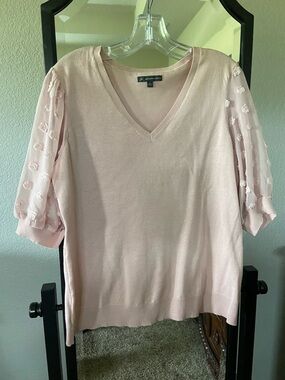 Adrianna Papell Blush Pink V-Neck Knit Top